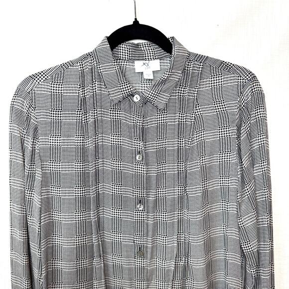 J. Jill Tunic Blouse Size XS Oversize Houndstooth Office Business Casual Capsule - Picture 2 of 10